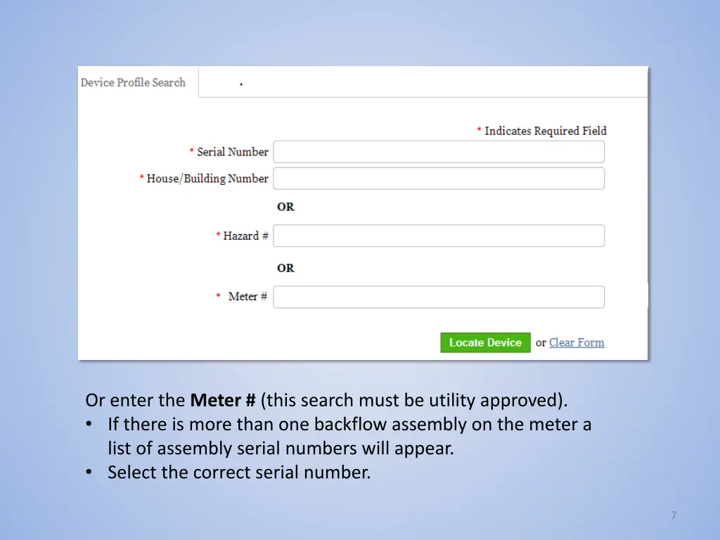 or enter the meter this search must be utility