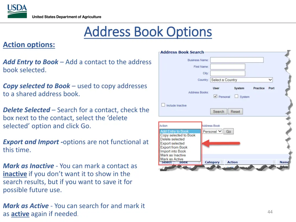 address book options address book options