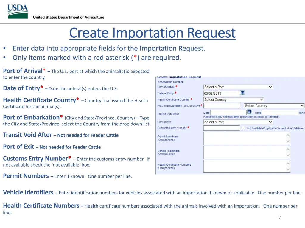 create importation request create importation