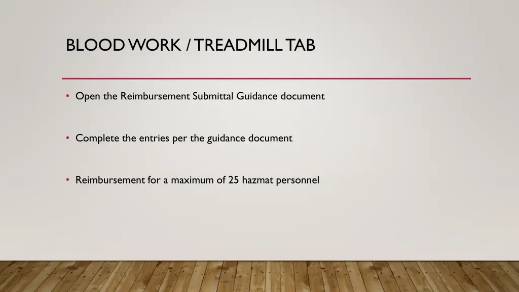 blood work treadmill tab