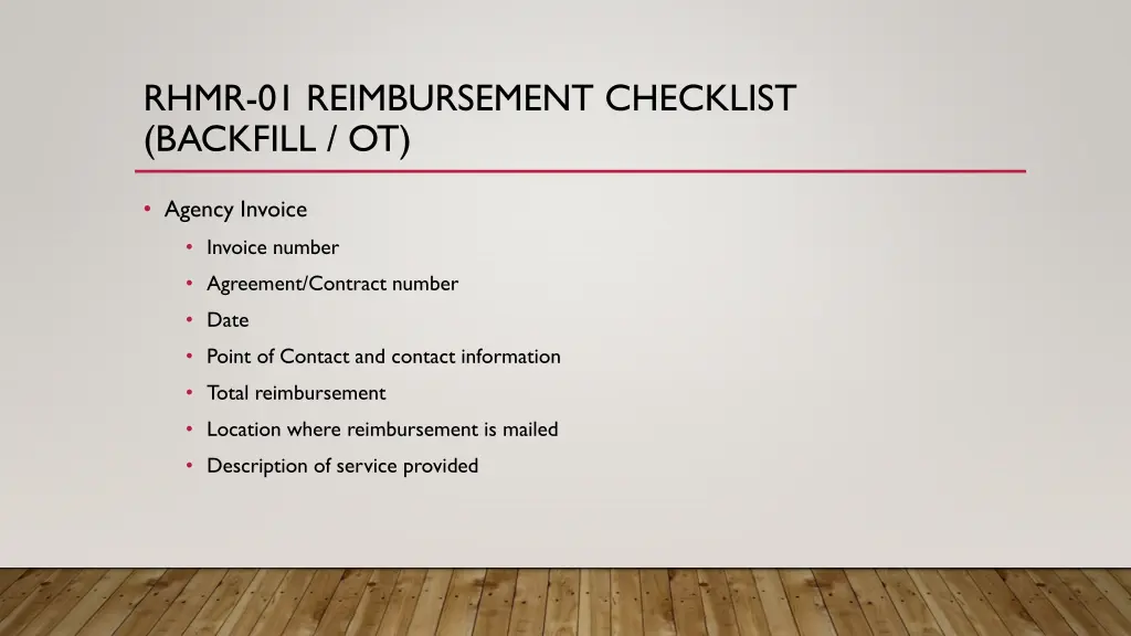 rhmr 01 reimbursement checklist backfill ot