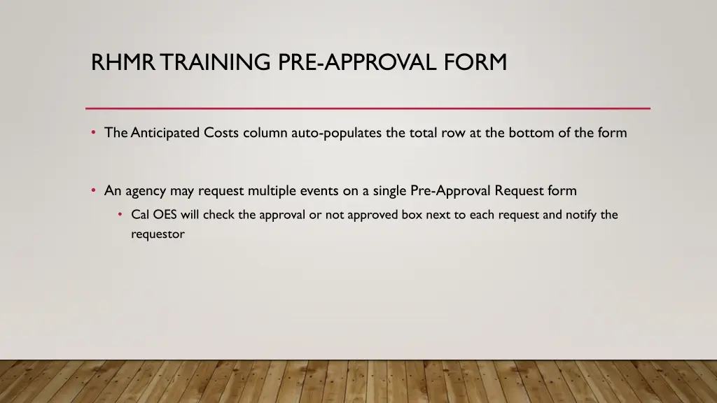 rhmr training pre approval form 2