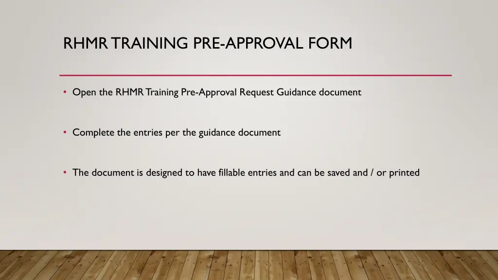 rhmr training pre approval form