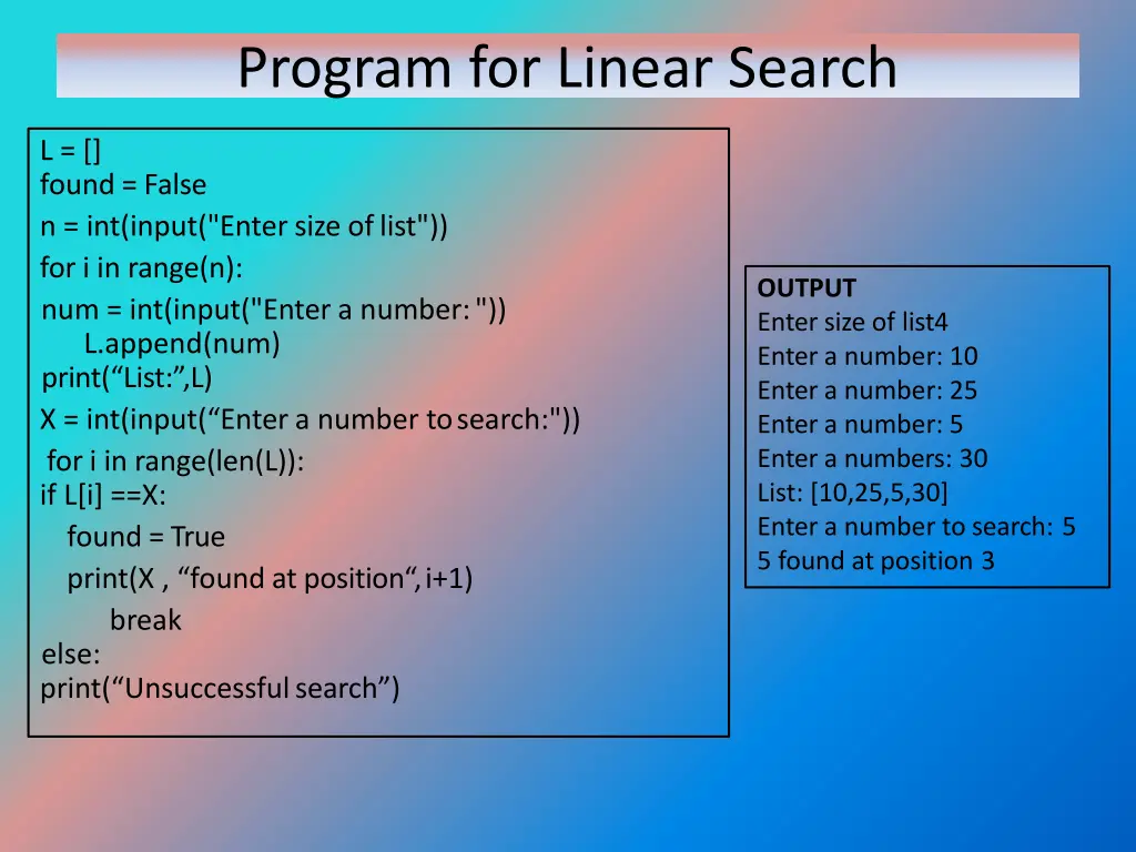 program for linear search