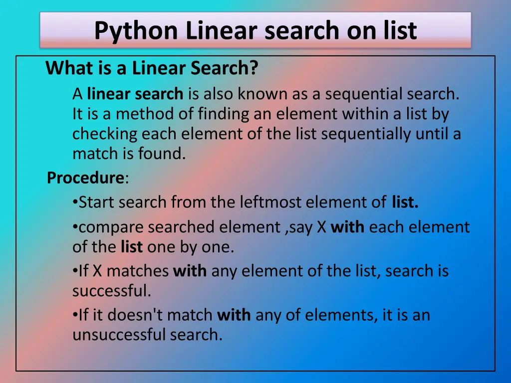 python linear search on list