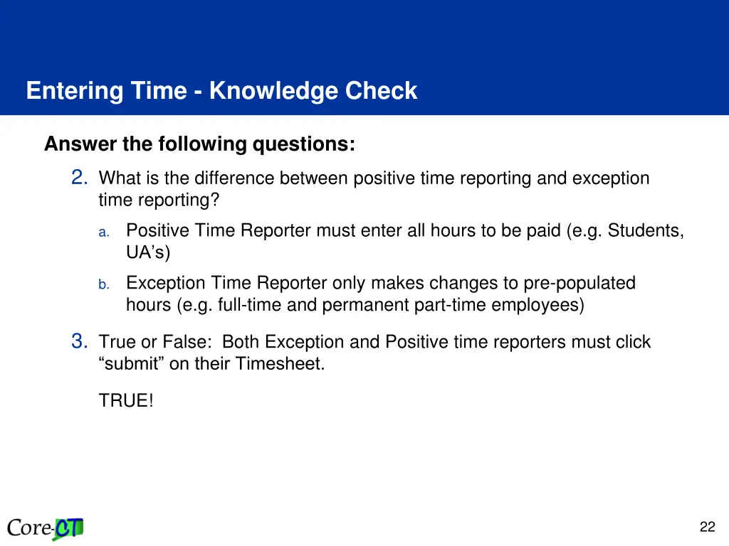 entering time knowledge check 1