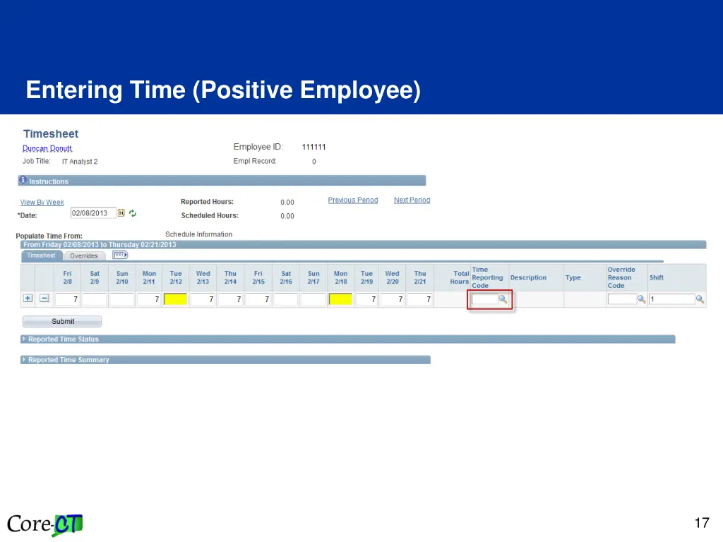 entering time positive employee 1