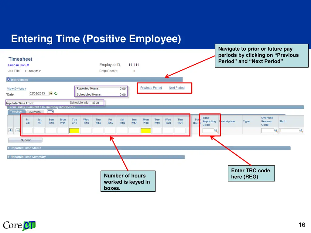 entering time positive employee