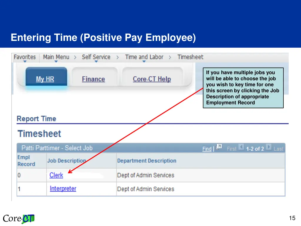 entering time positive pay employee