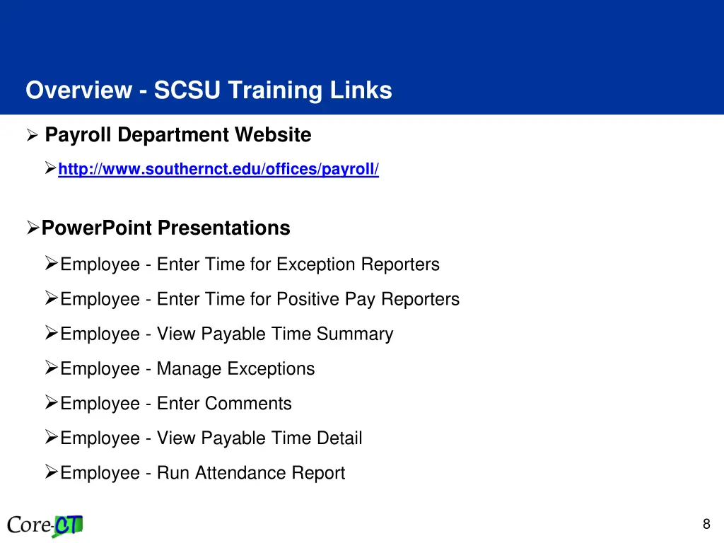 overview scsu training links