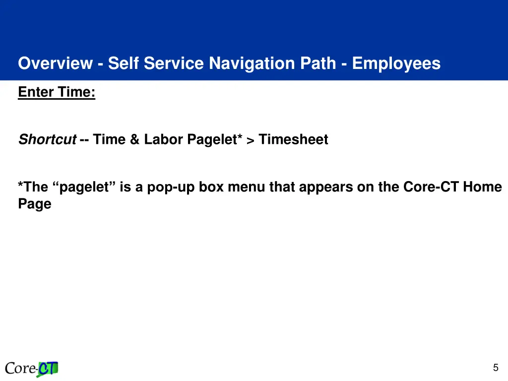 overview self service navigation path employees