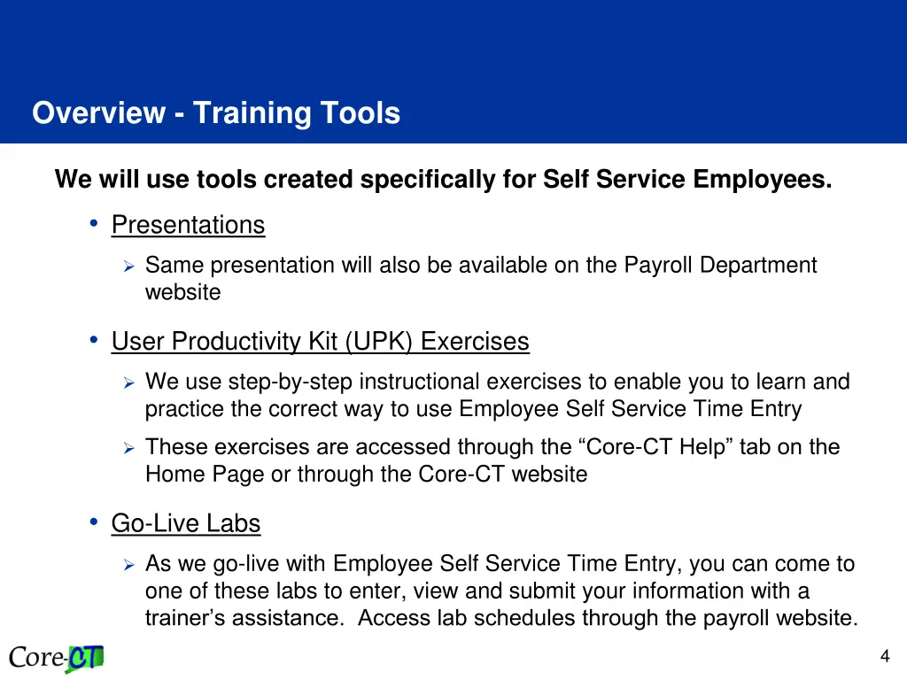 overview training tools