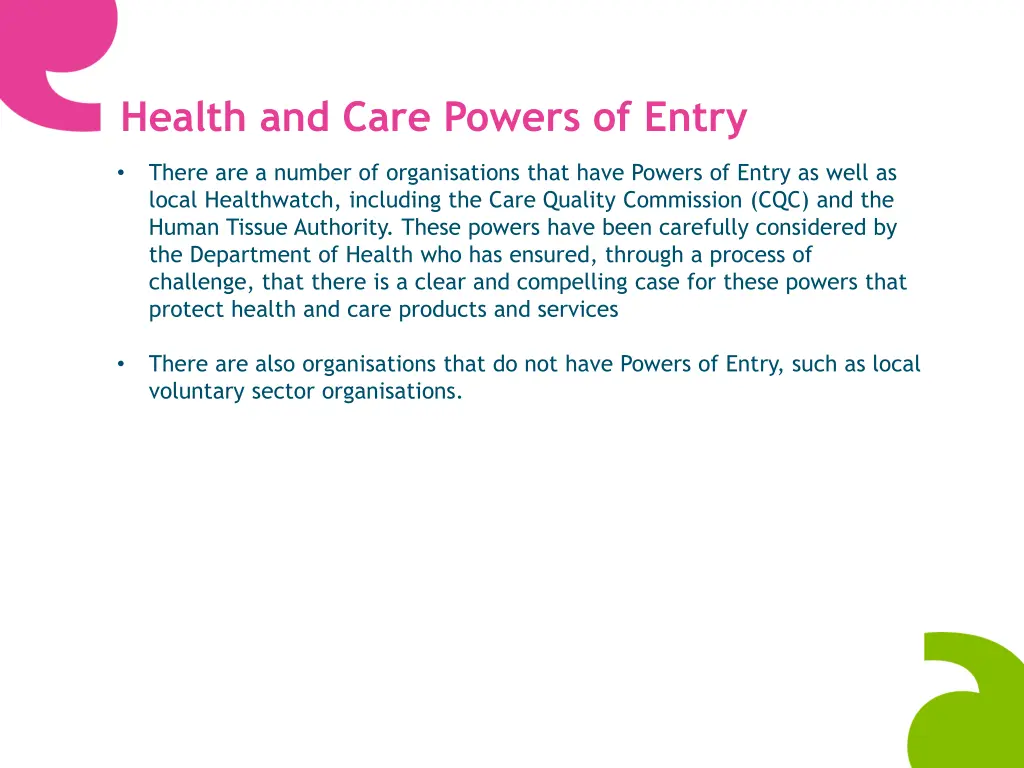 health and care powers of entry