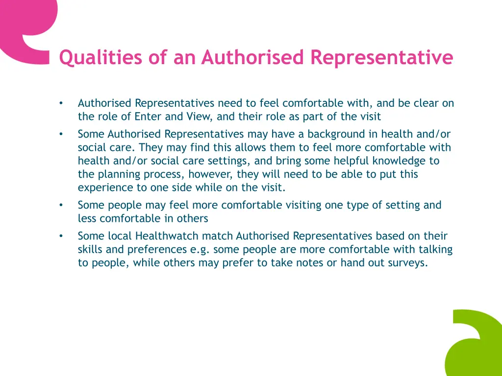 qualities of an authorised representative 1