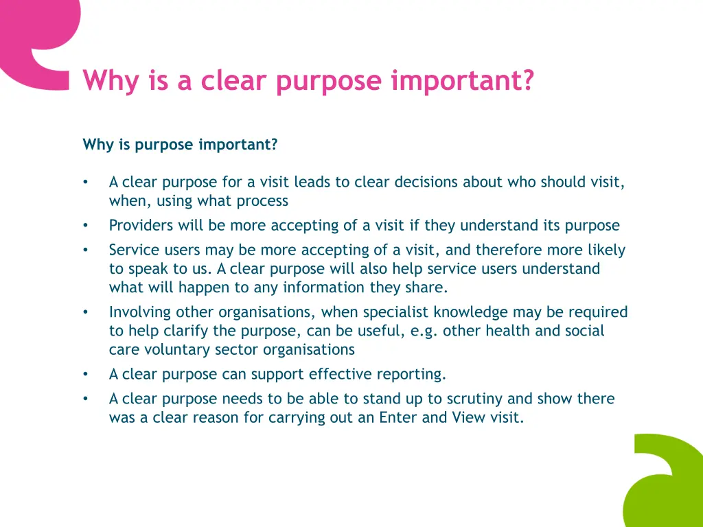 why is a clear purpose important