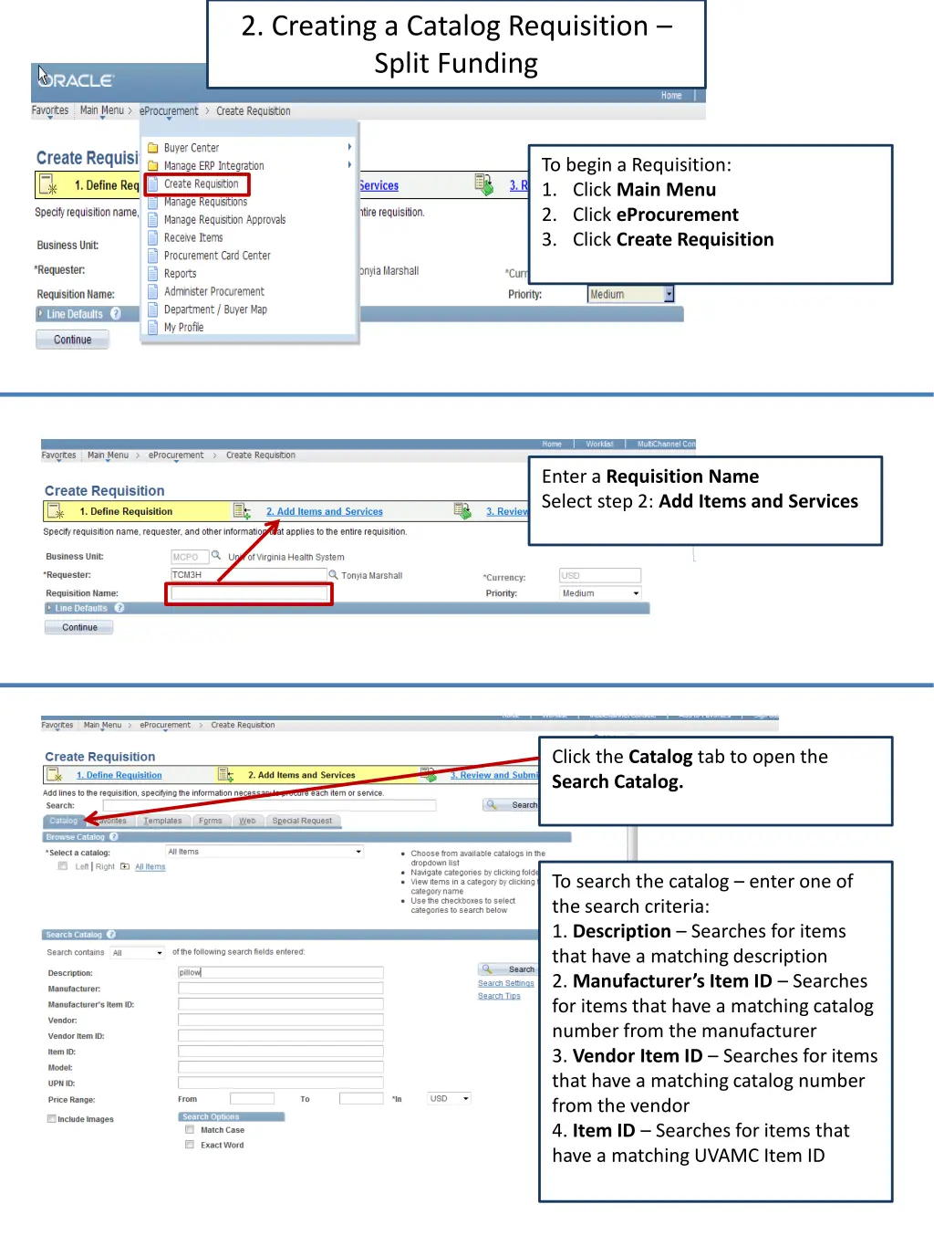 2 creating a catalog requisition split funding