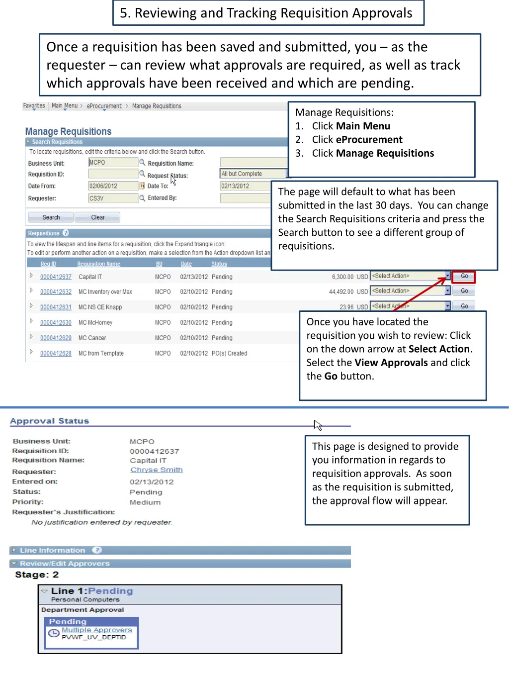 5 reviewing and tracking requisition approvals