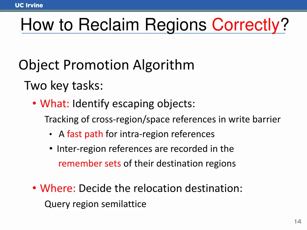 how to reclaim regions correctly