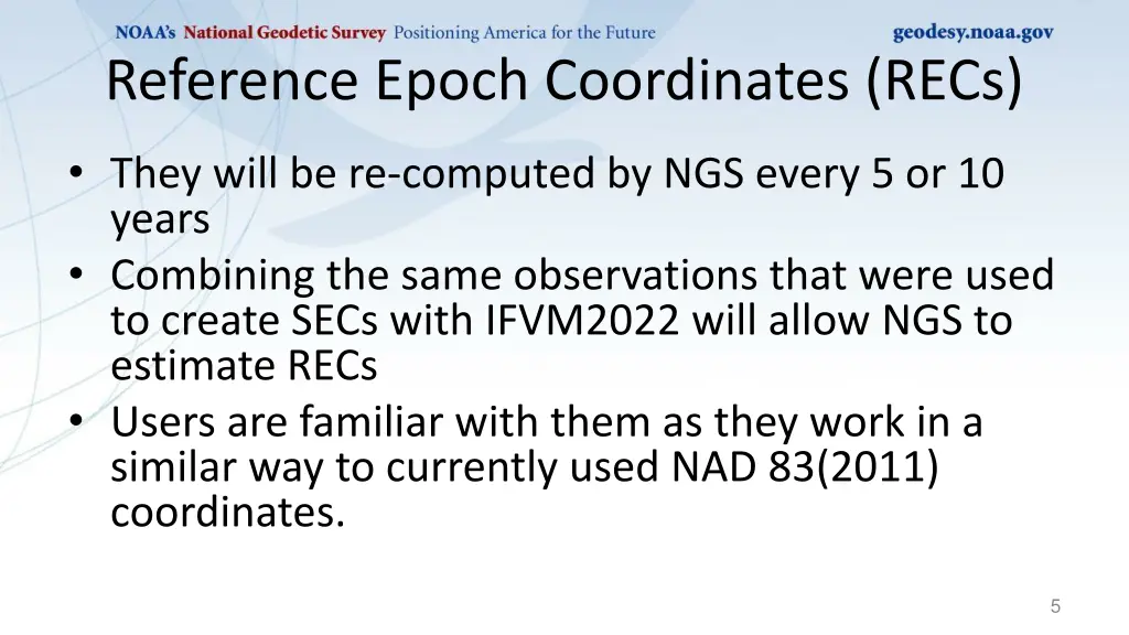 reference epoch coordinates recs