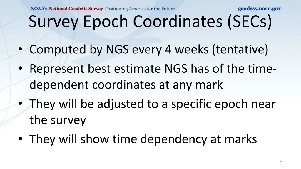 survey epoch coordinates secs