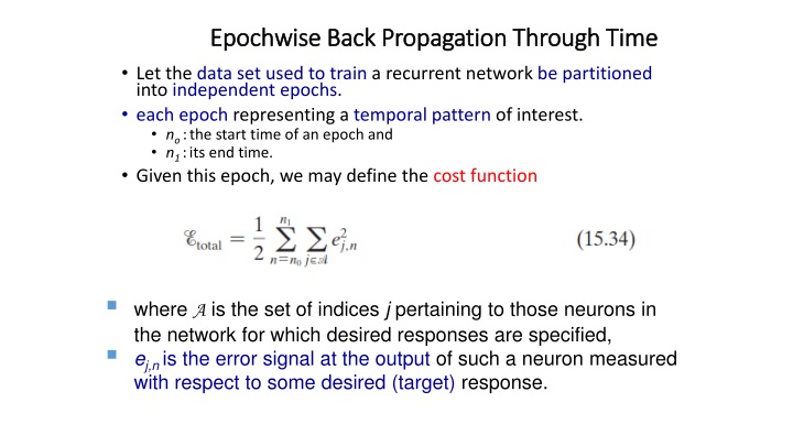 epochwise back propagation through time epochwise