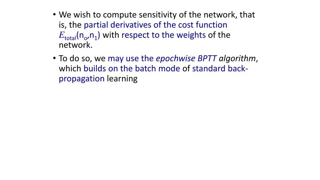 we wish to compute sensitivity of the network