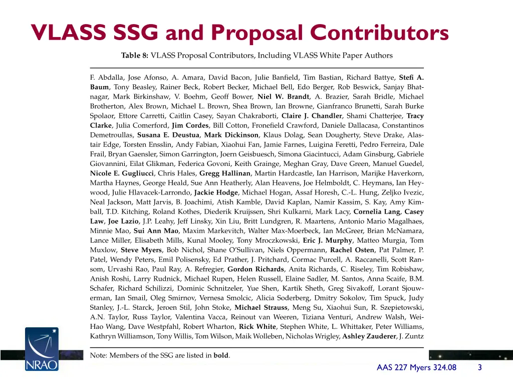 vlass ssg and proposal contributors