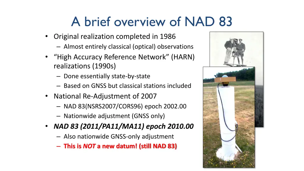 a brief overview of nad 83 original realization