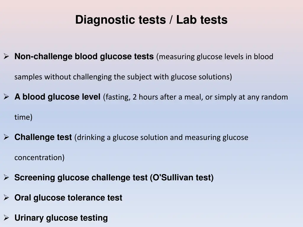 diagnostic tests lab tests