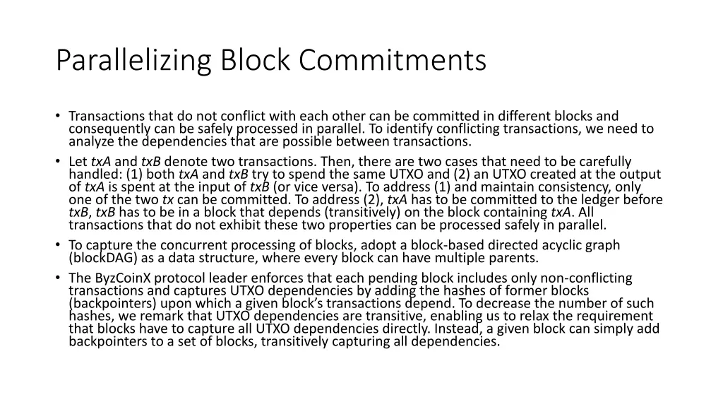 parallelizing block commitments