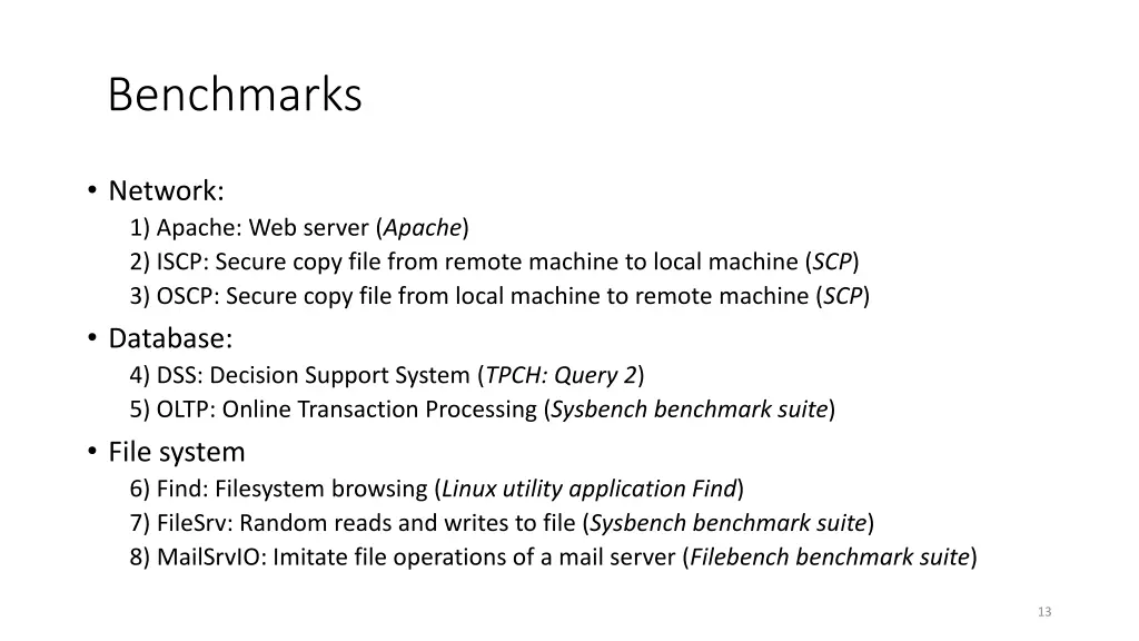 benchmarks