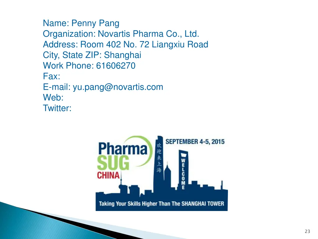 name penny pang organization novartis pharma