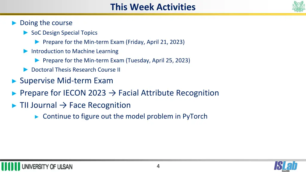 this week activities