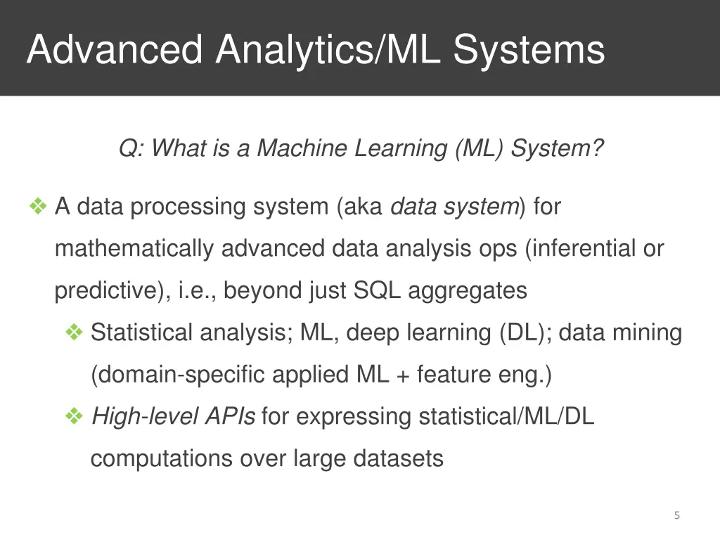 advanced analytics ml systems