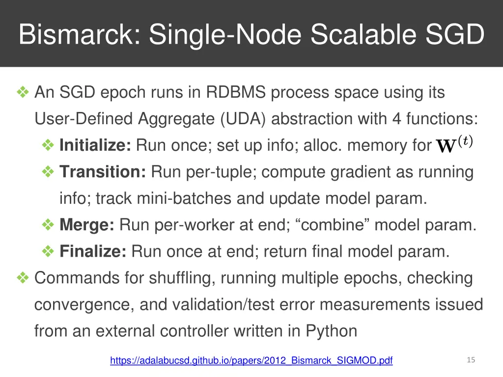 bismarck single node scalable sgd