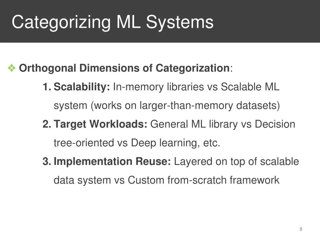 categorizing ml systems