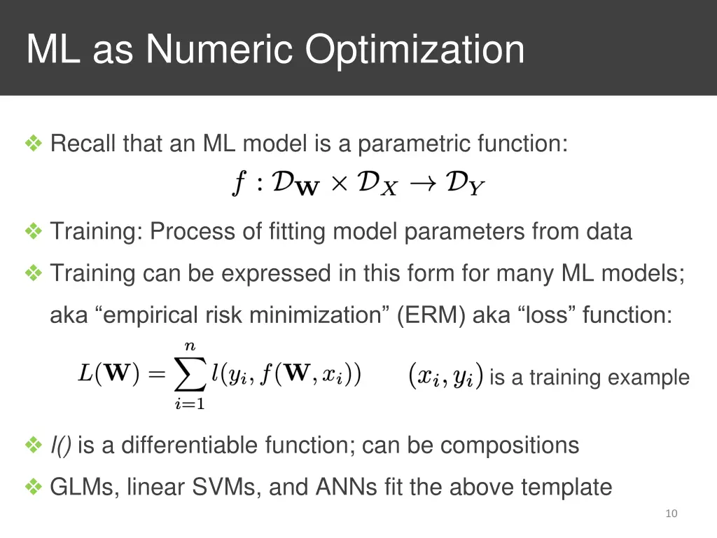 ml as numeric optimization