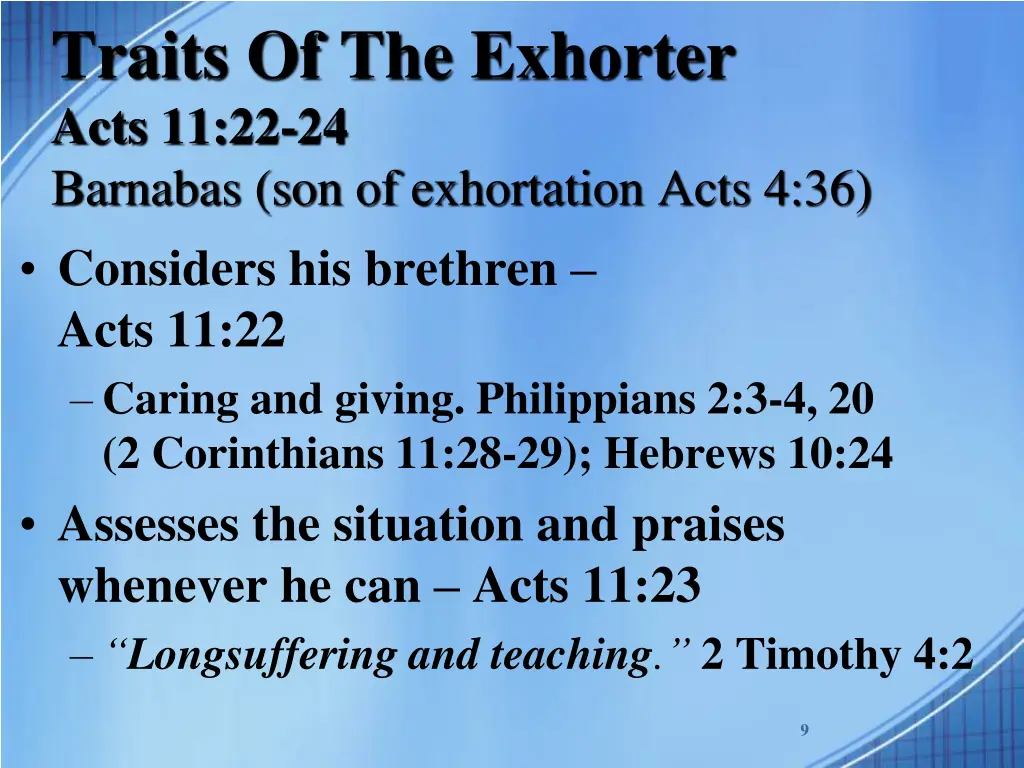 traits of the exhorter acts 11 22 24 barnabas