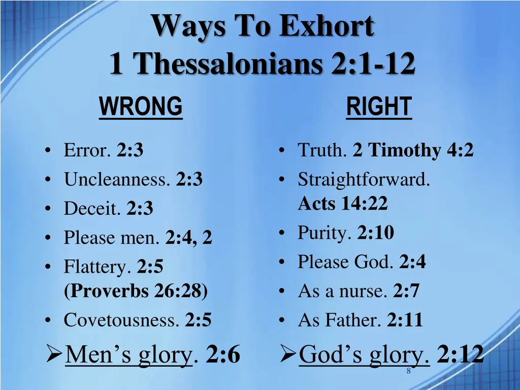 ways to exhort 1 thessalonians 2 1 12 wrong