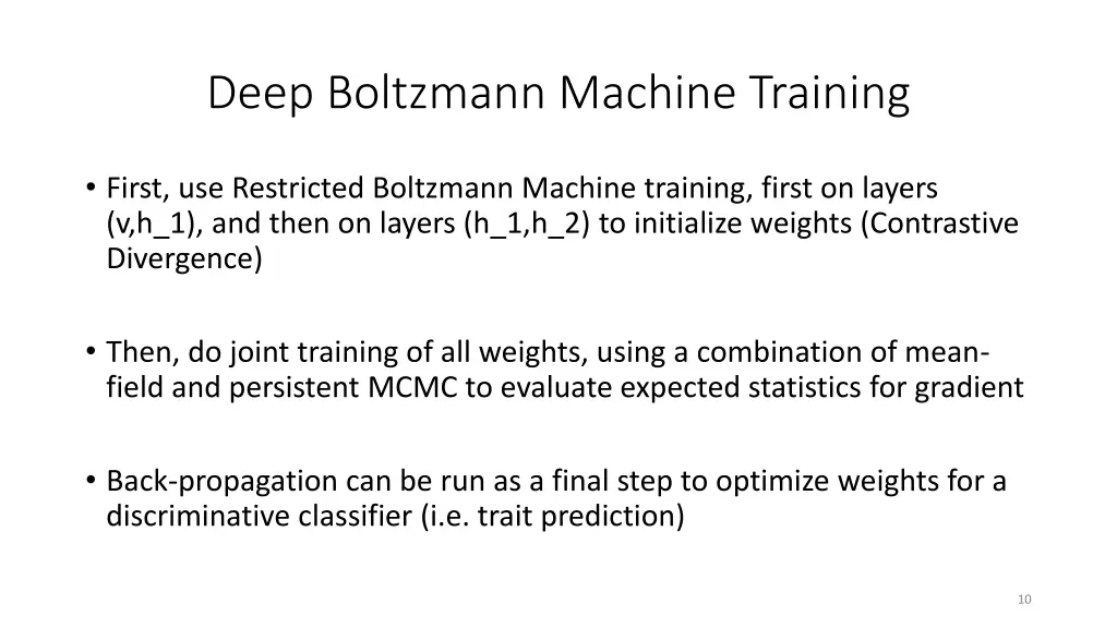 deep boltzmann machine training