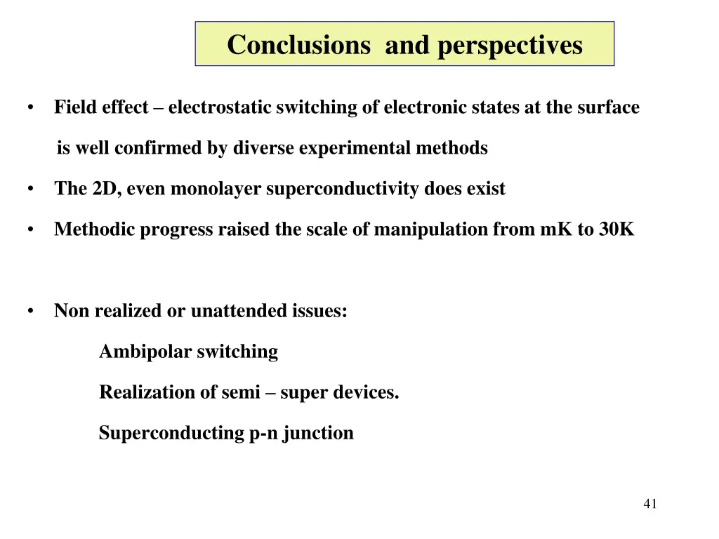 conclusions and perspectives