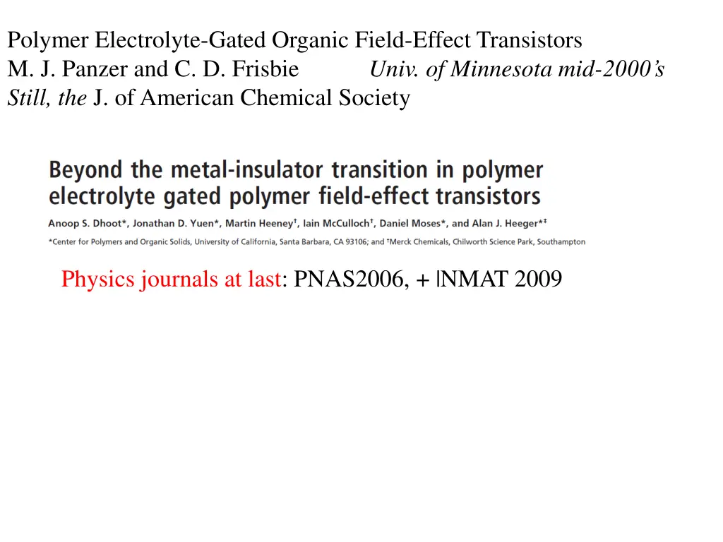 polymer electrolyte gated organic field effect