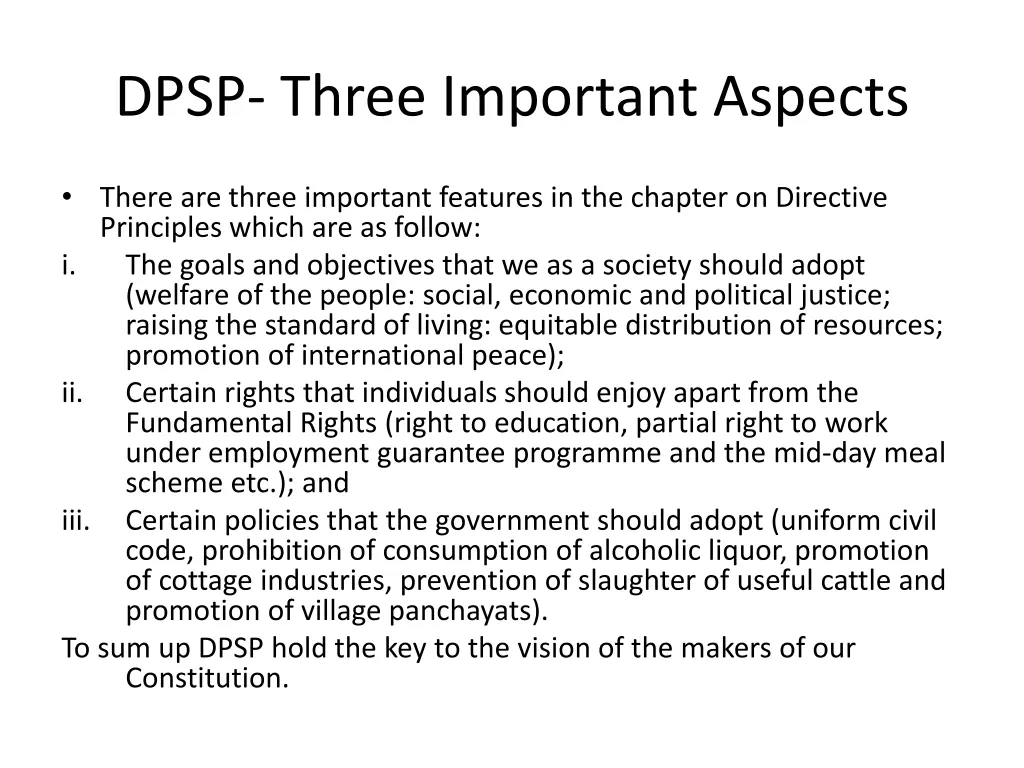 dpsp three important aspects