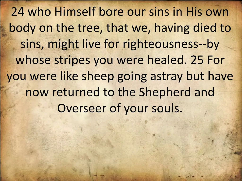 24 who himself bore our sins in his own body