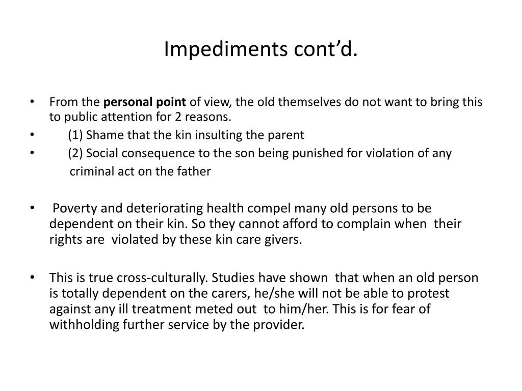 impediments cont d 1