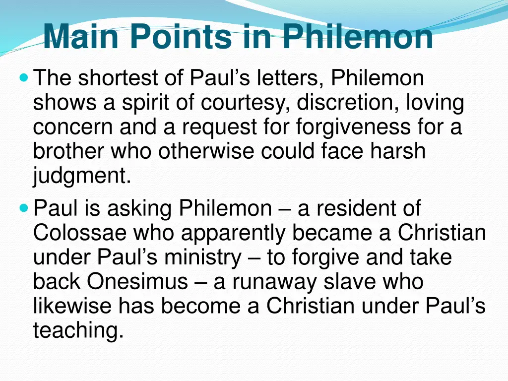 main points in philemon the shortest of paul