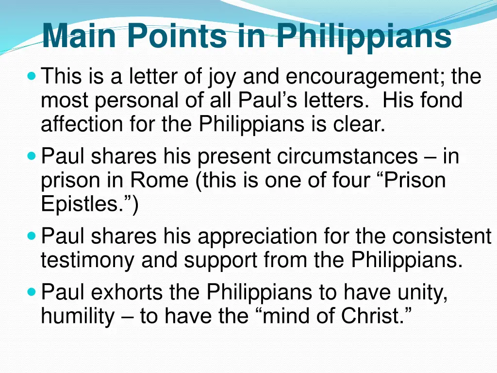 main points in philippians this is a letter