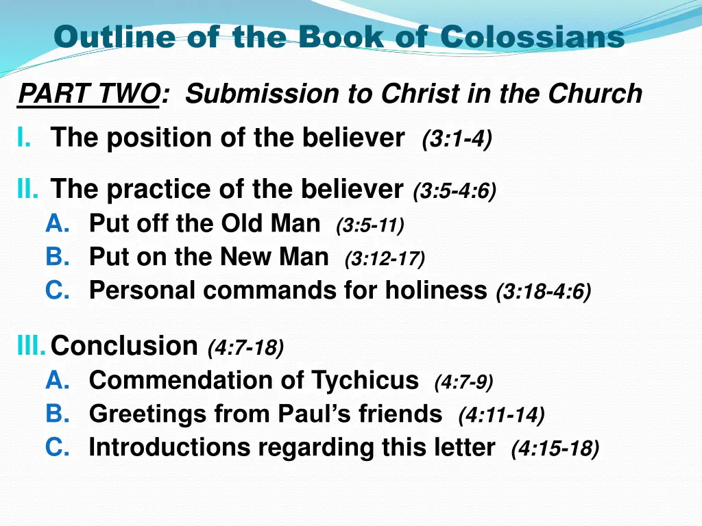 outline of the book of colossians