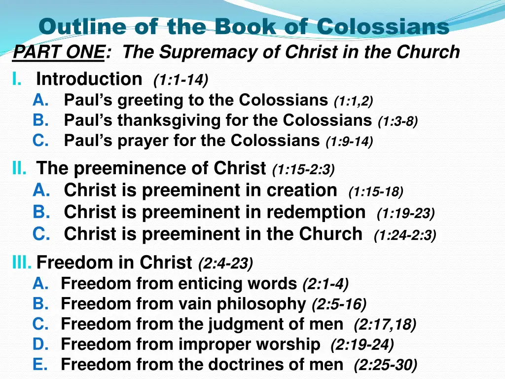 outline of the book of colossians part