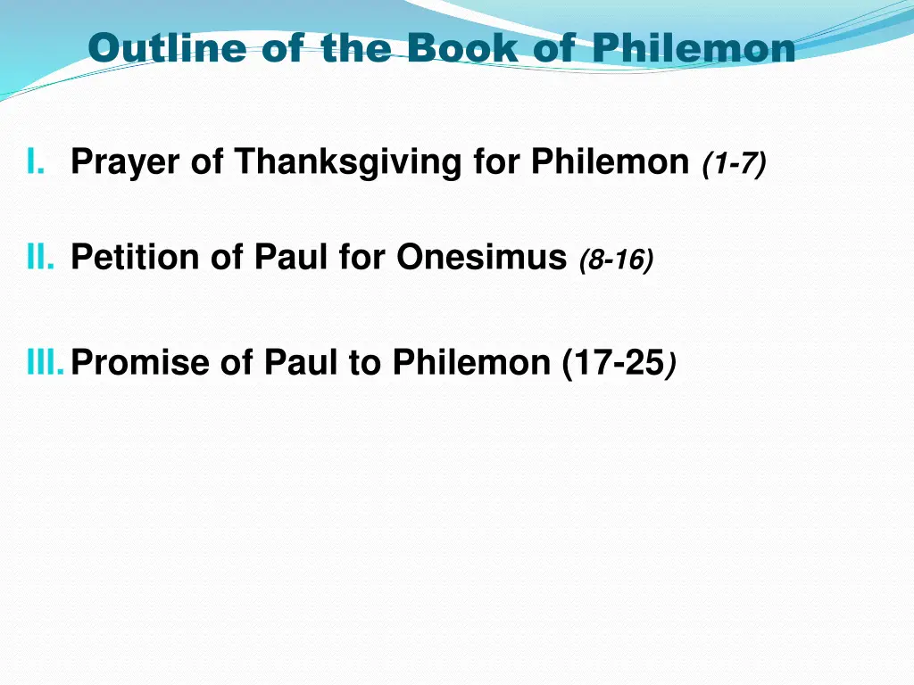 outline of the book of philemon